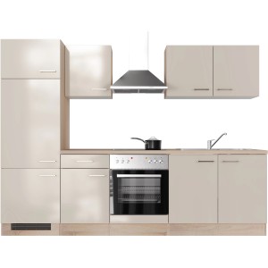 Flex-Well Küchenzeile Orlando, 270 cm, Kaschmir Glanz/Sonoma Eiche, mit E-Geräten.