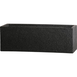 Anthrazitfarbener Pflanzkasten (69x22x23 cm) aus Fibreclay für Innen- und Außenbereich.