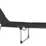 Schwarze Siena Garden Dreibeinliege Sole, 214 cm lang, mit verstellbarer Rückenlehne und Kopfkissen.