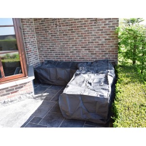 Perel Schutzhülle für L-förmige Lounge-Gruppe, 215x215x70cm, schützt Gartenmöbel vor Witterung.
