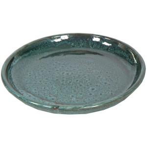 M Collections Untertopf, glasiert, 34 cm, Moosgrün. Keramik Untersetzer für den Außenbereich.