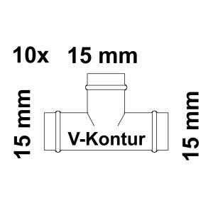 Kirchhoff CU-T-Stück, 15mm, 3 Muffen, blank, 10er-Pack. Pressfitting für Kupferrohrleitungen.
