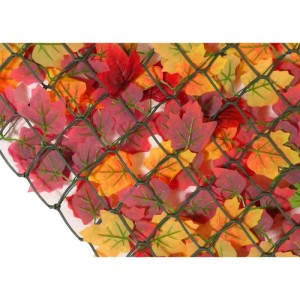 MCW Balkonsichtschutz mit Ahorn-Blattmuster in Rot und Gelb, 300x150 cm.