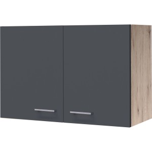 Flex-Well Exclusiv Küchen-Oberschrank Morena 80cm Basaltgrau matt-San Remo Eiche
