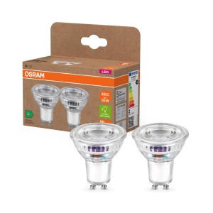 Osram GU10 LED Leuchtmittel Reflektorform 2er-Pack, 2W, warmweißes Licht.