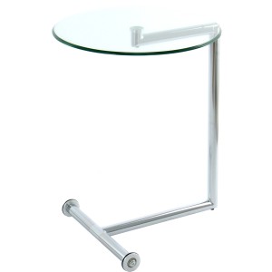 Kayoom Beistelltisch Servant, silbernes Metallgestell, Glasplatte, Ø 46x62 cm.