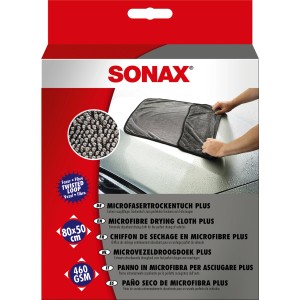 Sonax Microfaser Trockentuch Plus: Großes, graues Tuch zum schonenden Trocknen von Autos.