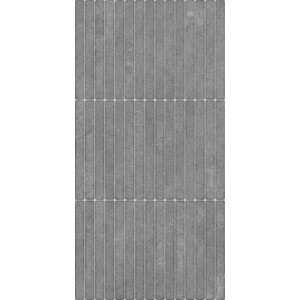 Dunkelgraue, matte Wandfliese Materia Kitkat aus Steingut, 30x60 cm, für Bad und Küche.