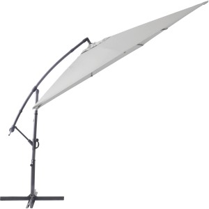 Eckiger, grauer Ampelschirm Alvarado 300x300 cm mit Kurbel und seitlichem Mast.