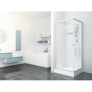 baliv Komplettdusche DUK-85.110KE, 85x85 cm, silber matt, mit Handbrause und Armatur.