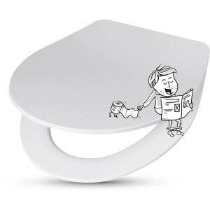 Weißer baliv WC-Sitz Balonne aus Duroplast mit Comic-Motiv für modernes Bad.