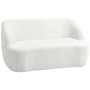 Cremeweißes HOMCOM 2-Sitzer Sofa mit modernem, geschwungenem Design und weichem Stoffbezug für Wohnzimmer.