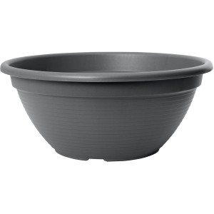 Anthrazitfarbene Florus Pflanzschale Original, Ø 34 cm, aus recyceltem Kunststoff.