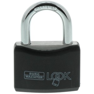 Burg Wächter Vorhangschloss Look 402, Alu-Korpus mit farbigem Kunststoffmantel.