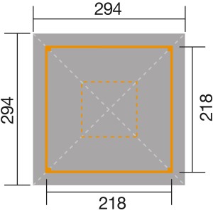 Grundriss Weka Pavillon Gartenoase 651 Gr. 1, 294x294 cm mit Dachaufsatz.