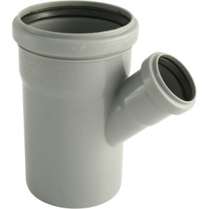 Graues Marley HT-Abflussrohrsystem, Einfach-Abzweig 67° DN 110/50 aus Kunststoff.