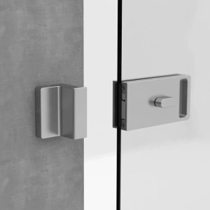 Levidor Glasschiebetür Schloss Edelstahl mit Wandanschlagkasten für WC/Sanitär. Modernes Design für Glastüren.