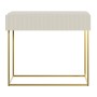 Selsey Veldio Konsolentisch, 90 cm, greige mit geriffelter Lamellenfront und goldfarbenem Metallgestell, 1 Schublade.