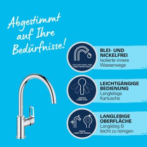 Grohe QuickFix Start Loop Küchenarmatur Chrom mit hohem Auslauf und Loop Hebel.