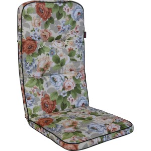 Angerer Stuhlauflage Hoch Wolfgangsee Creme mit Blumenmuster für Gartenstuhl.