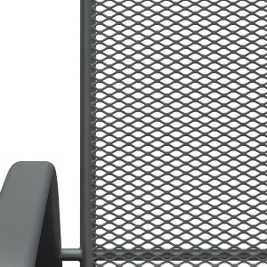 Detailaufnahme der grauen Gartenbank Sacramento aus Stahlgeflecht.