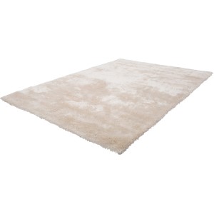 Elfenbeinfarbener Hochflorteppich Aveiro, 80x150 cm, weicher Flor für Wohnräume.