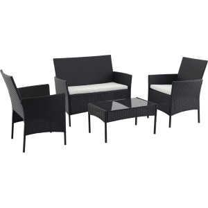 Loungeset Saratoga 4-tlg. Stahl Schwarz creme