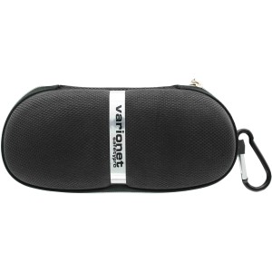 Schwarzes Varionet Safety Hartschalen-Brillenetui mit Reißverschluss und Karabinerhaken.