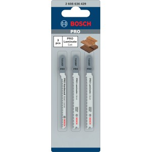 Bosch Stichsägeblatt-Set, 3-teilig, für Laminat, Holz und abrasive Werkstoffe.