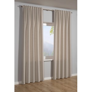 Beiger Sehlbach Fertigschal Linenlike Nature Look, blickdichte Scheibengardine mit Leinenstruktur.