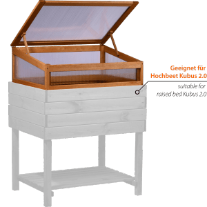 Dobar Frühbeetaufsatz Magic Kubus 2.0 Bernstein auf Hochbeet Kubus.
