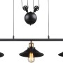 Schwarze Globo Pendelleuchte LENIUS mit drei altmessingfarbenen Akzenten und höhenverstellbarer Aufhängung.