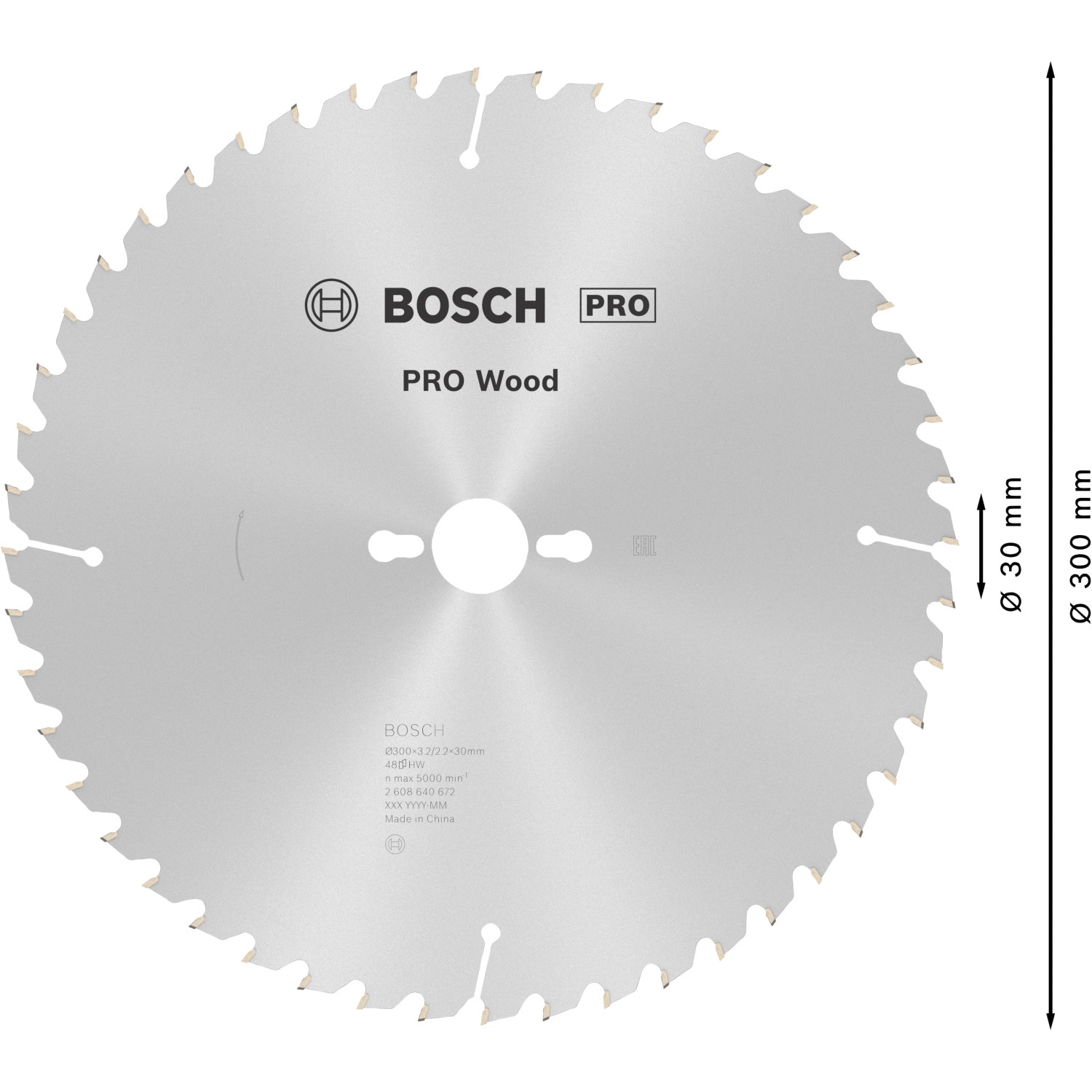 Bosch Kreissägeblatt Optiline Wood, 300mm, 48 Zähne für Tischkreissägen.