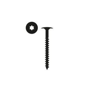 Schwarze FN Acustico Schraube (4,5x45mm) mit TX25 Torx-Kopf für Paneel-Zubehör.