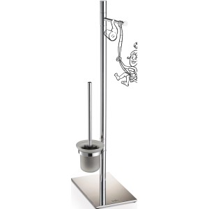 baliv WC-Bürstengarnitur mit Papierhalter, Chrom-Edelstahl, freistehend.