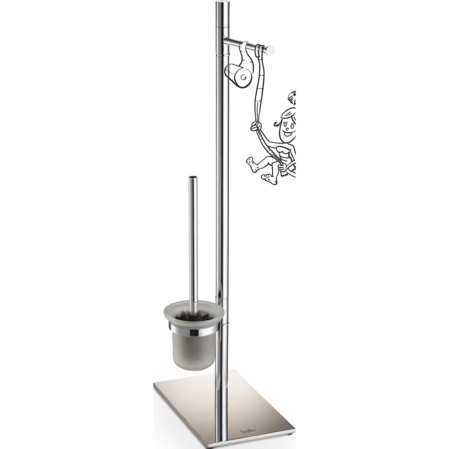 baliv WC-Bürstengarnitur mit Papierhalter, Chrom-Edelstahl, freistehend.