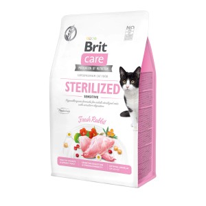 Brit Care Katzenfutter Adult Sterilized Sensitive Rabbit, 400g Packung.