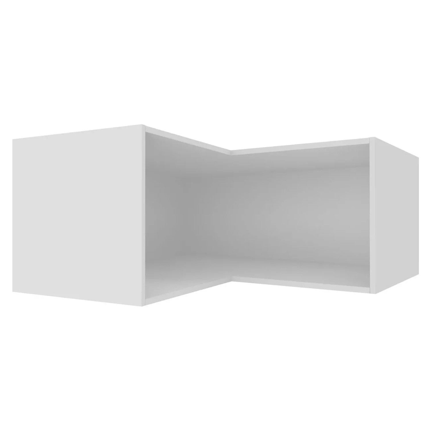 Weißer L-förmiger Eckaufsatzschrank Brerra, 90x90x36cm. Offenes Küchenregal für Ecklösungen.