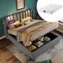 okwish Polsterbett 140x200cm mit Leselicht Stauraum Jugendzimmer Grau mit Matratze_2