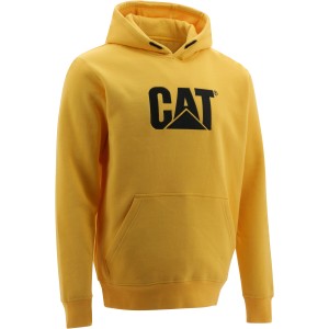 Gelber Cat Hoodie Trademark in Größe M für Arbeitskleidung mit Kapuze und Logo.