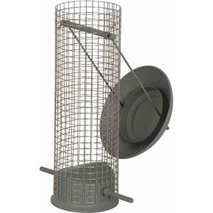 Grauer Siena Garden Vogelfutterspender aus Metallgitter, 7x14,5x22 cm.