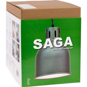 Verpackung des grauen Venso E27 Lampenschirms SAGA für Pflanzenanzucht.
