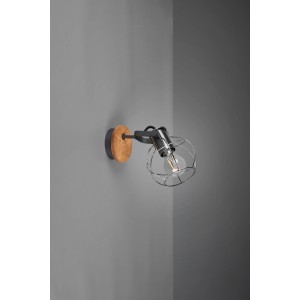 Vintage Deckenspot Madras Silber antik, 1-flammig, aus Metall und Holz.