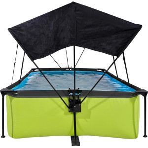 Grüner EXIT Lime Pool 220x150 mit Sonnensegel und Filterpumpe.