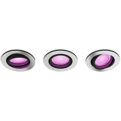 Philips Hue Centura White & Color Ambiance confezione da 3 faretti da incasso rotondi, plafoniere dimmerabili per il sistema Hue, controllo intelligente della luce tramite voce e app, bianco