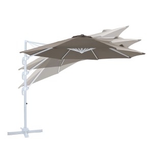 Axi Ampelschirm Marisol, Ø 300 cm, weiß/taupe, mit Neigungsfunktion für flexiblen Sonnenschutz.