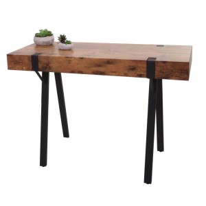 Konsolentisch MCW L54 in dunkler Wildeiche mit schwarzem Metallgestell, 75x100x40cm.