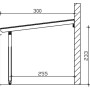 Technische Zeichnung der Skan Holz Terrassenüberdachung Rimini mit Maßangaben.