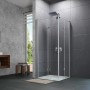 Hüppe 4-Eck-Schwingfalttür Design Pure, 70x190 cm, Silber Matt, teilgerahmte Duschtür.