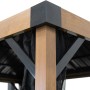 Detailansicht des Sojag Pavillon Fontana mit Holzoptik und Moskitonetz.